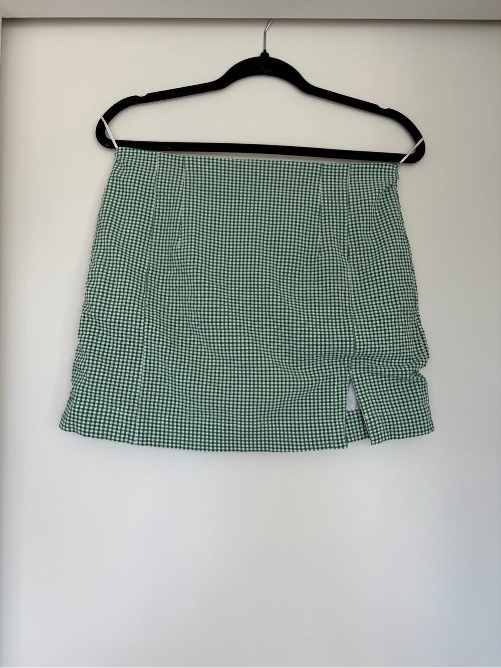 OAK + FORT Green Gingham Mini Skirt